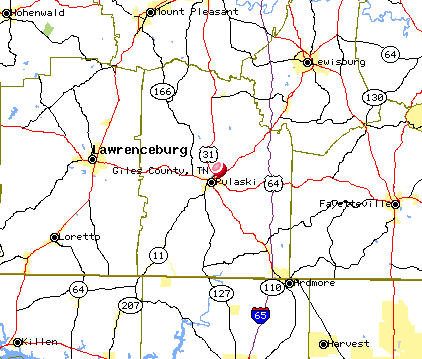 Giles Co. TN Map